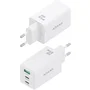 Aisens Cargador GaN 65W con 2x USB-C y 1x USB-A, Blanco
